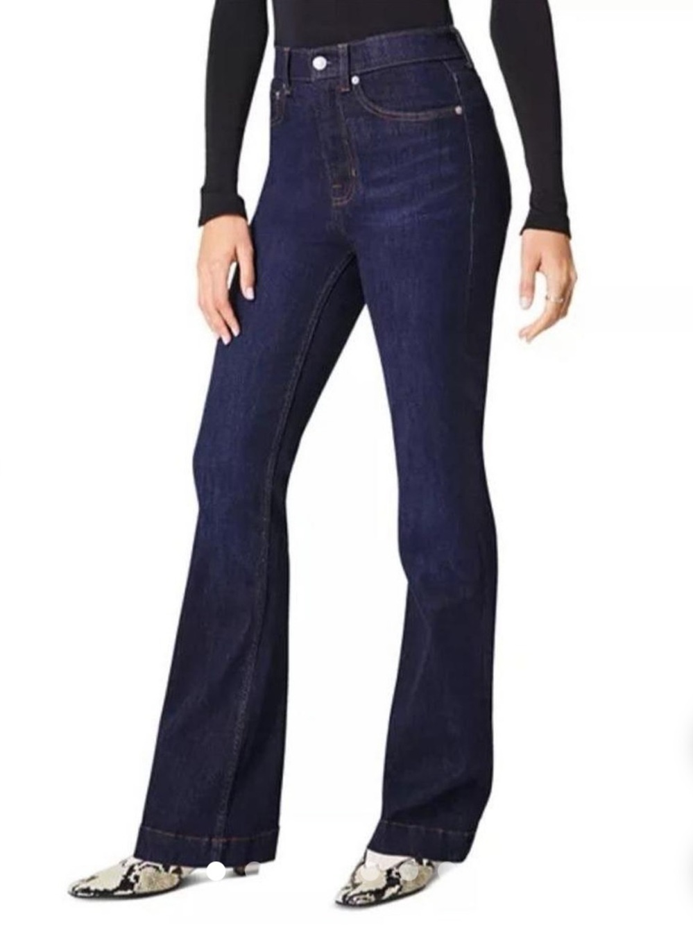 NWOT SPANX Dark Blue High-Rise Flare Jeans SIZE XS petite